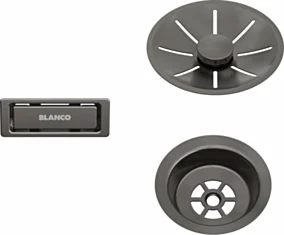 BLANCO Zestaw elementów stalowych w kolorze satin dark steel, do armatury przelewowo-odpływowej InFino, do jednej komory 206900
