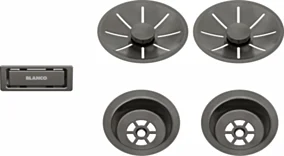 BLANCO Zestaw elementów stalowych w kolorze satin dark steel, do armatury przelewowo-odpływowej InFino, do dwóch komór 206901
