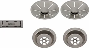 BLANCO Zestaw elementów stalowych w kolorze satin platinum, do armatury przelewowo-odpływowej InFino, do dwóch komór 207410