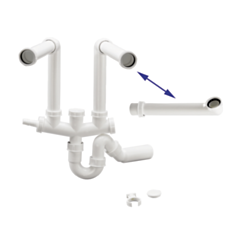 BLANCO Łącznik 2x3,5" / 1x3,5" + 1x1,5" z syfonem sztywnym 225087