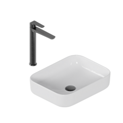 Excellent Zestaw promocyjny Cori 2.0 50x38 z baterią umywalkową wysoką Clever 2.0, grafit szczotkowany i korkiem klik-klak, grafit szczotkowany ZEPR.0053