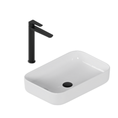 Excellent Zestaw promocyjny Cori 2.0 58x38 z baterią umywalkową wysoką Clever 2.0 czarny soft, korek klik-klak, czarny ZEPR.0055