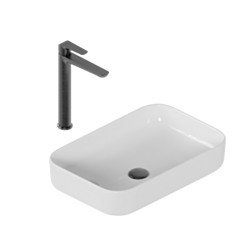 Excellent Zestaw promocyjny Cori 2.0 58x38 z baterią umywalkową wysoką Clever 2.0 grafit szczotkowany, korek klik-klak, grafit szczotkowany ZEPR.0057