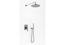 Kohlman Experience Grey zestaw prysznicowy podtynkowy z deszczownicą 30 cm szczotkowany grafit QW210EGR30
