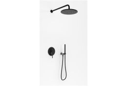 KOHLMAN Axel Zestaw prysznicowy podtynkowy z deszczownicą 25 cm czarny mat QW210ABR25