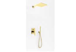 KOHLMAN Experience Brushed Gold Zestaw prysznicowy podtynkowy z deszczownicą 25x25 cm Złoty szczotkowany/Gold Brushed QW210EGDBQ25