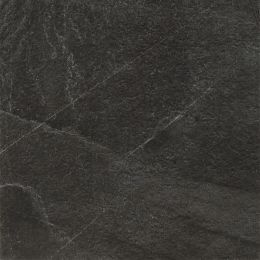 Czarna płytka gresowa imitująca kamień ułożona na białym tle
